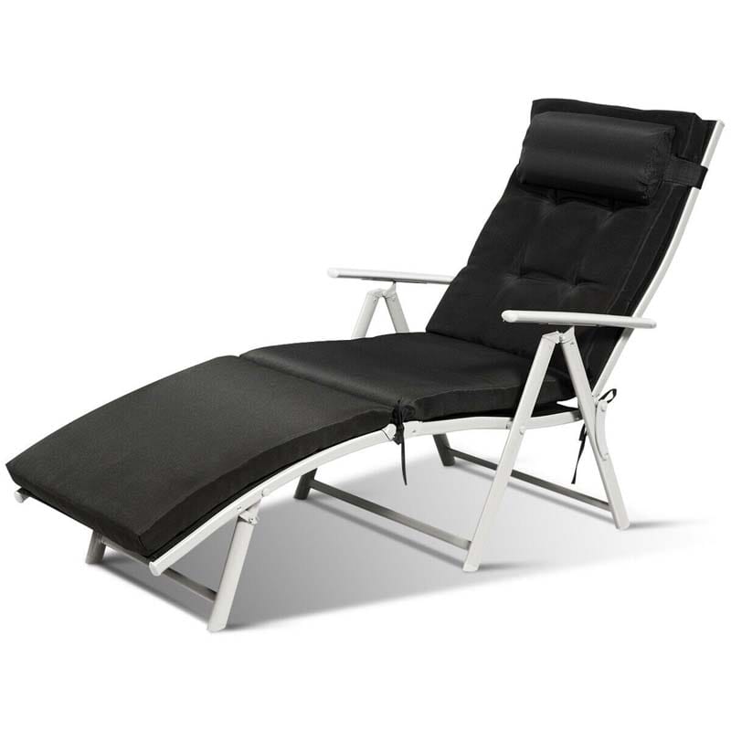 7-Position Folding Outdoor Chaise Lounge Chair, Lightweight Patio Pool Chair Sun Lounger with Cushion & Pillow