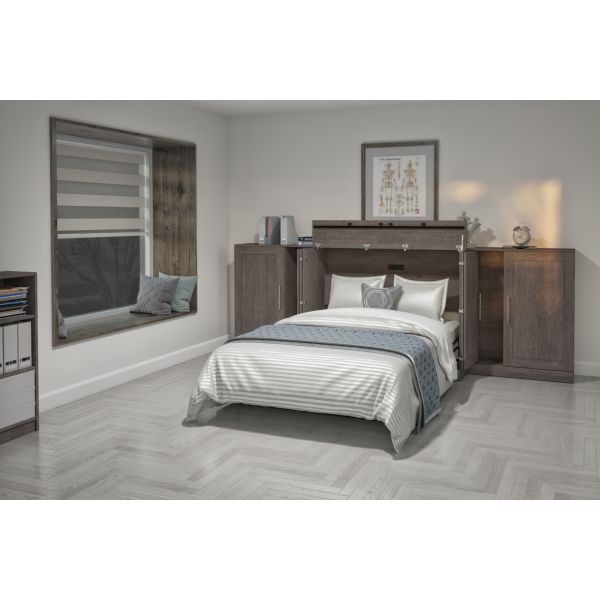 Bestar Pur by Bestar Full Cabinet Bed with Two Storage Units - Bark Gray