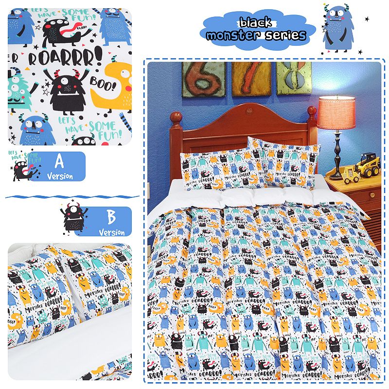 Polyester Microfiber Kids Duvet Cover 3 Piece Set Cartoon Series Pattern Twin