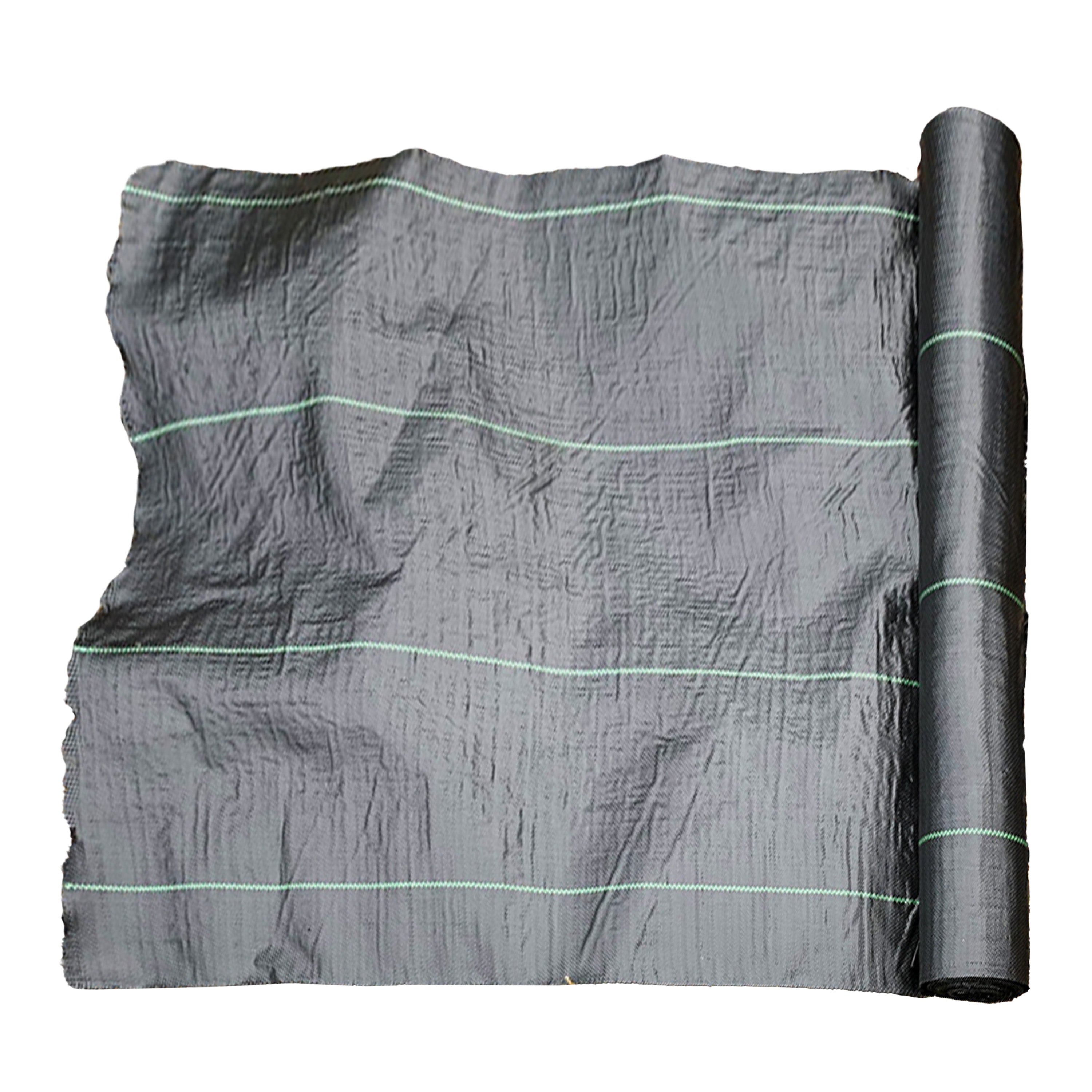 ALEKO Woven Weed Barrier Fabric 3 x 100 ft. Black with Green Stripes