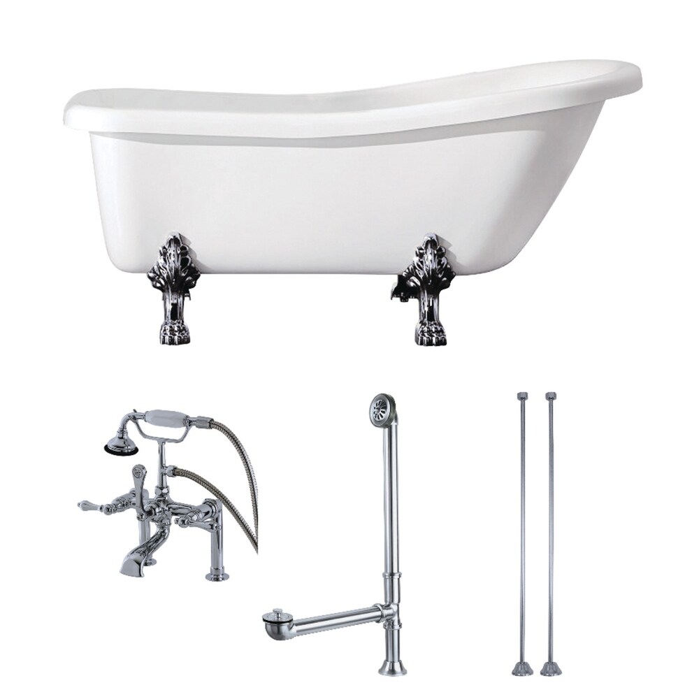 Slipper 69 inch Acrylic Clawfoot Tub with Faucet Combo