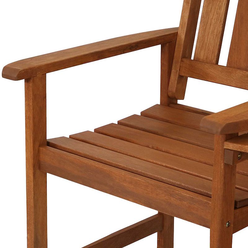 Sunnydaze Meranti Wood Patio Jack-and-Jill Chairs with Attached Table