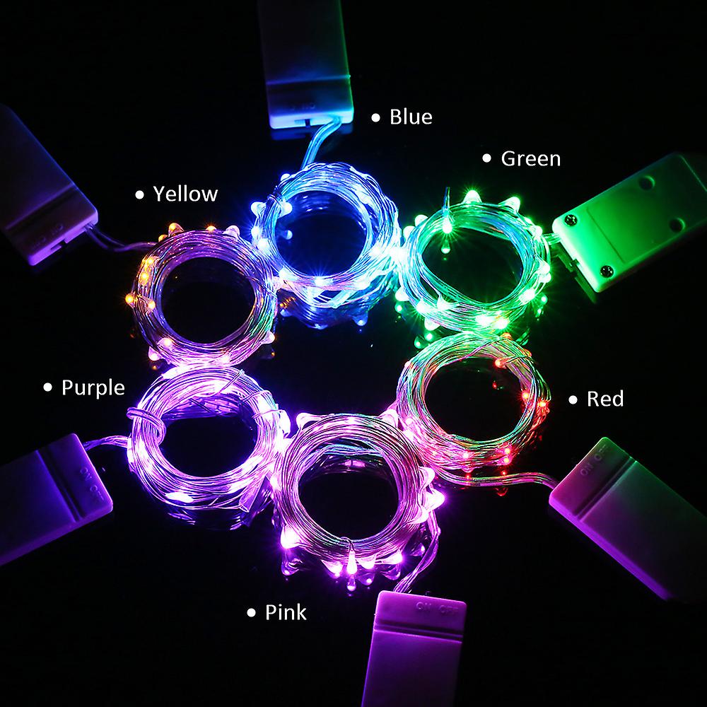 1m/3.3ft 10 Led Fairy Starry Copper Wire String Battery Operated Powered Ip65 Water Resistance Extra Flexible Bendable Light Strip For Holiday Christm