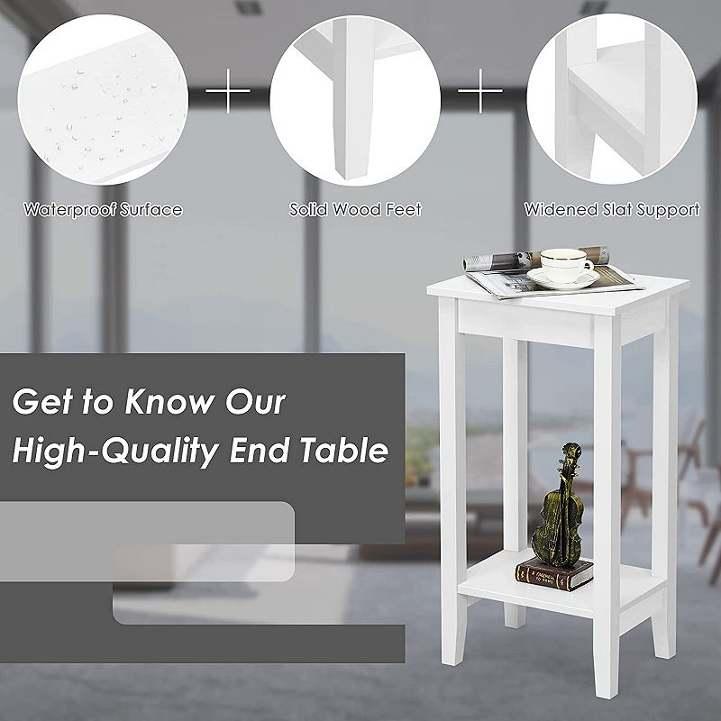 Set of 2 Versatile 2-Tier End Table with Storage Shelf