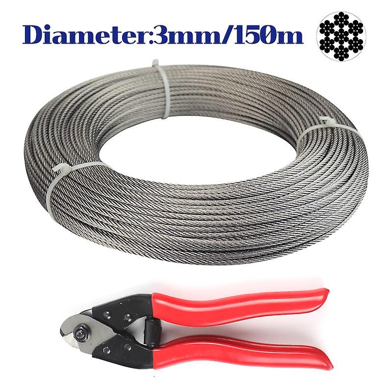 3mm 150 Meter Steel Wire Rope Cable Railing Fitting Rustproof T316 Stainless Steel 7*7 With Cutter