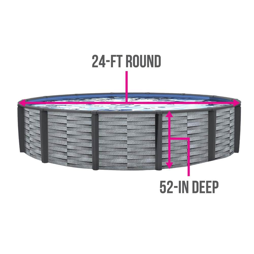 Blue Wave Affinity 24 ft. Round 52 in. D x 7 in. Top Rail Resin Swimming Pool Package NB19834