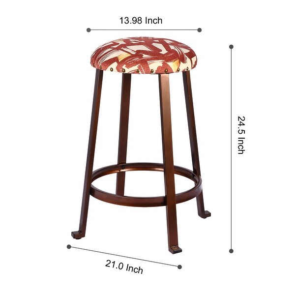 24inch Round Backless Metal Bar Stool -2 Pack - N/A