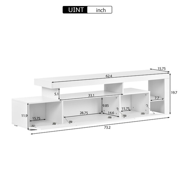 Modern TV Cabinet TV Stand w/LED Lights Up to 70 inch TV-High Gloss