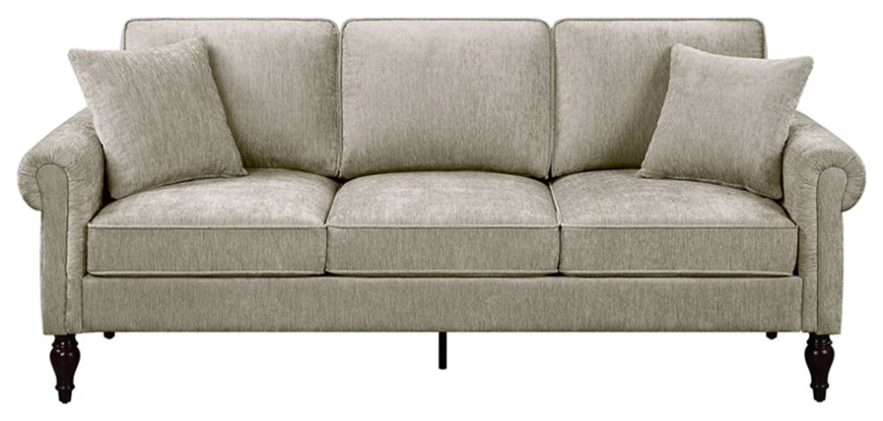 Furniture of America Elm Contemporary Chenille Upholstered Sofa in Light Brown   Traditional   Sofas   by Homesquare  Houzz