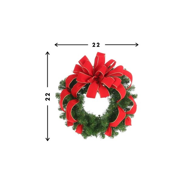 22 Holiday Wreath with Red Large Bow