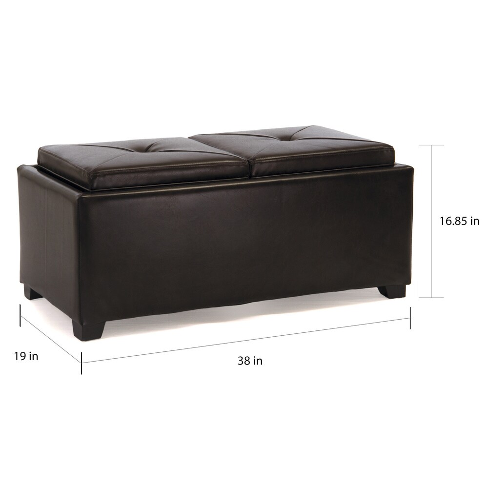 Maxwell Bonded Leather Double Tray Ottoman by Christopher Knight Home