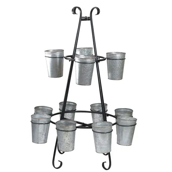 Galvanized Metal Floor Planter Pot with Tall Stand for Living Room Bedroom Hotel and Garden Supplies Hot Selling