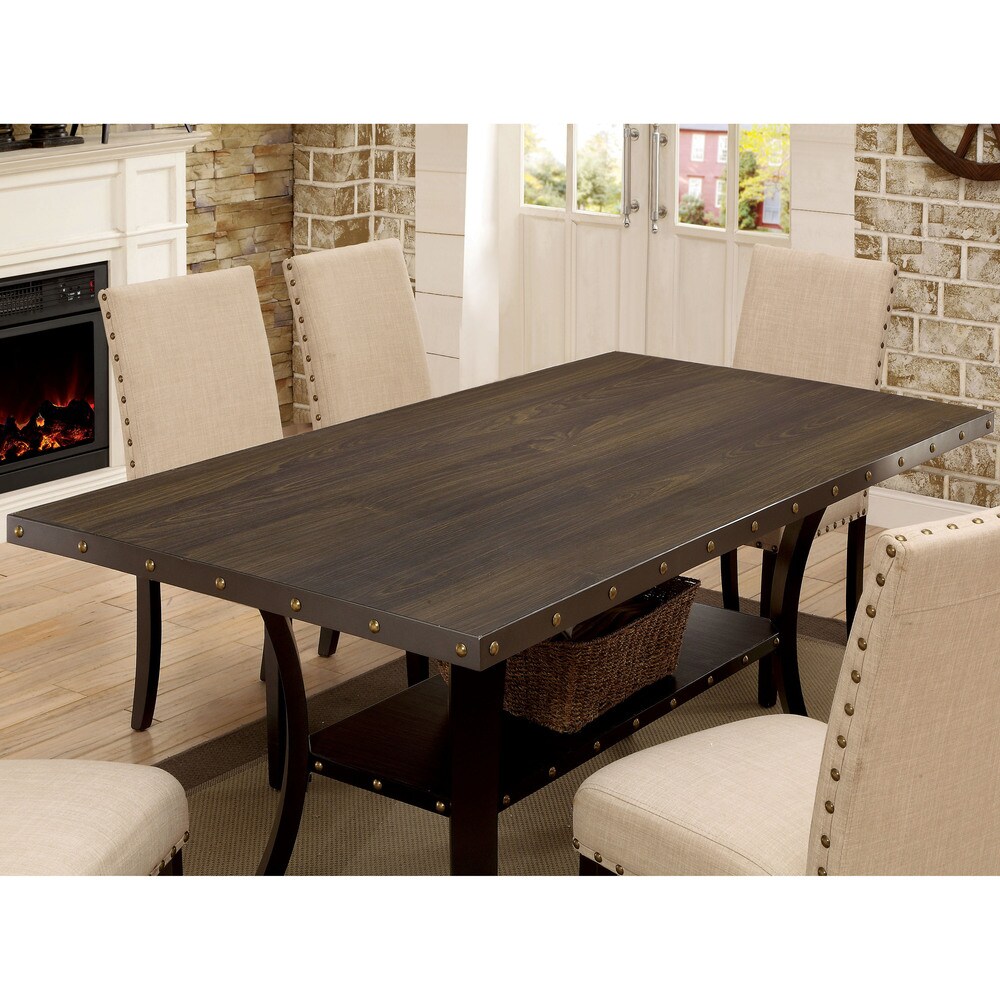 Furniture of America Sika Industrial Walnut 70 inch Wood Dining Table