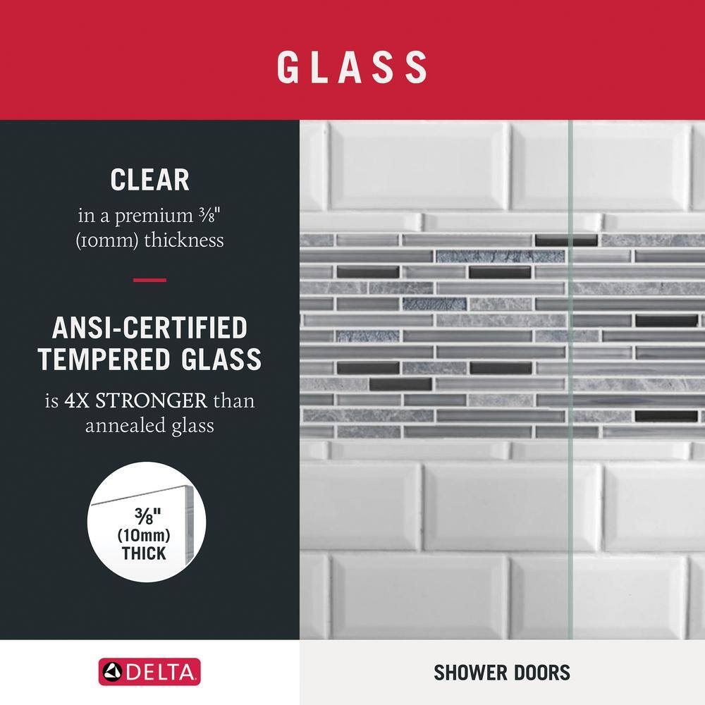 Delta Lyndall 60 in. W x 59.25 in. H Mod Soft-Close Sliding Frameless Tub Door in Matte Black with 38 in. (10 mm) Clear Glass SD6765012