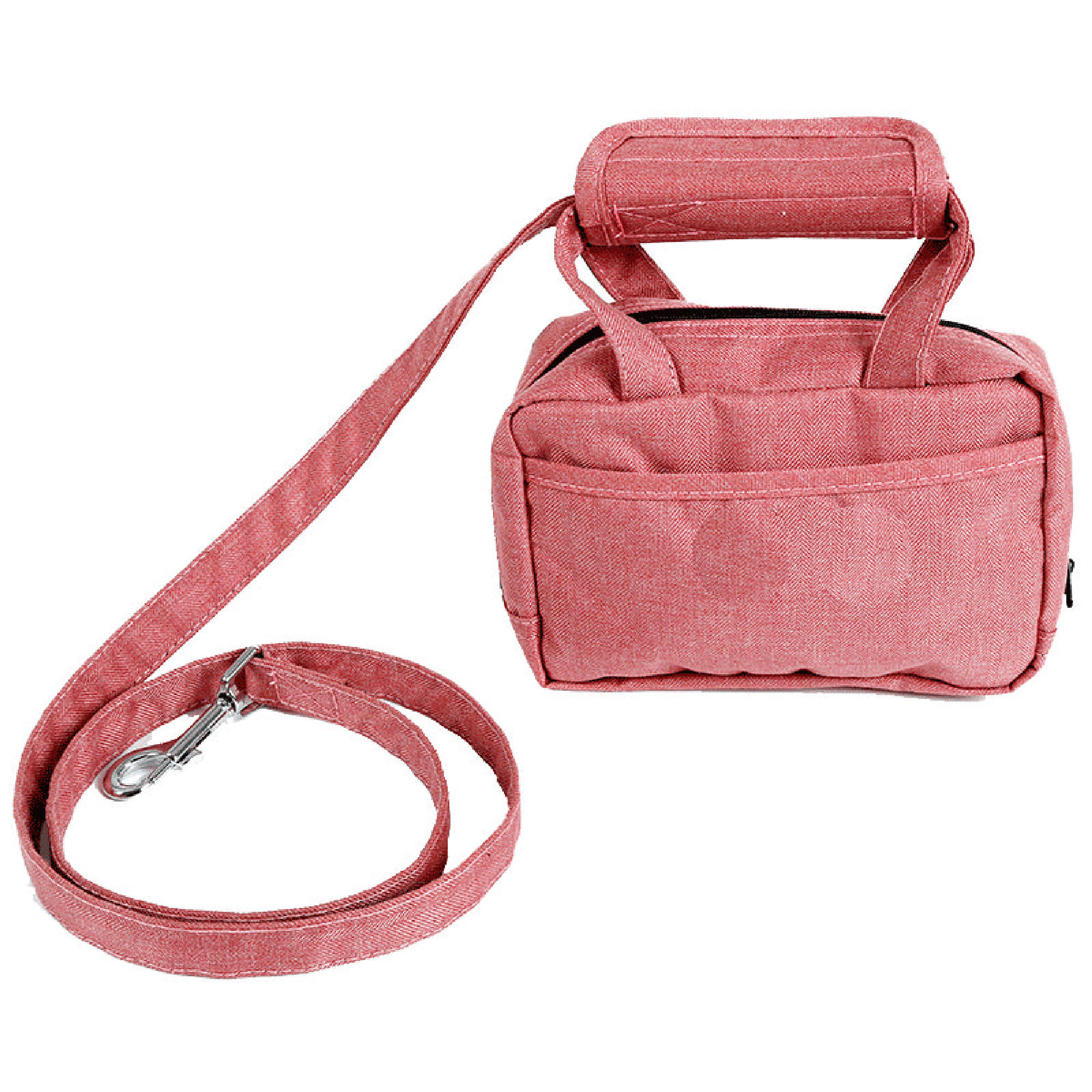 Pet Life Pink Posh Walk Purse Dog Leash， Accessory Holder and Waste Bag Dispenser