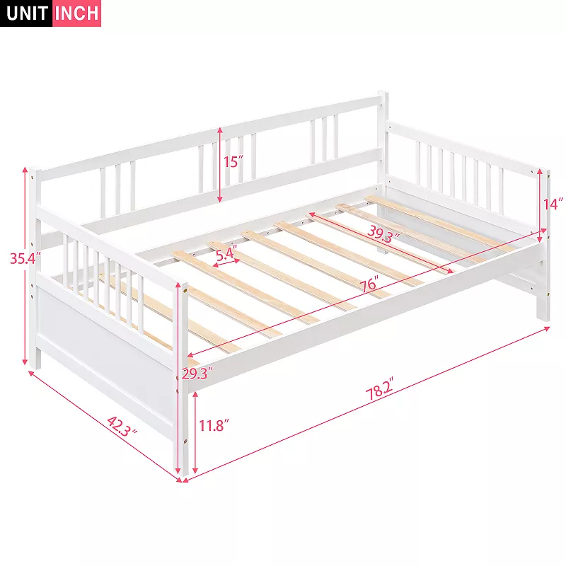 Merax Modern Solid Wood Daybed，twin Size