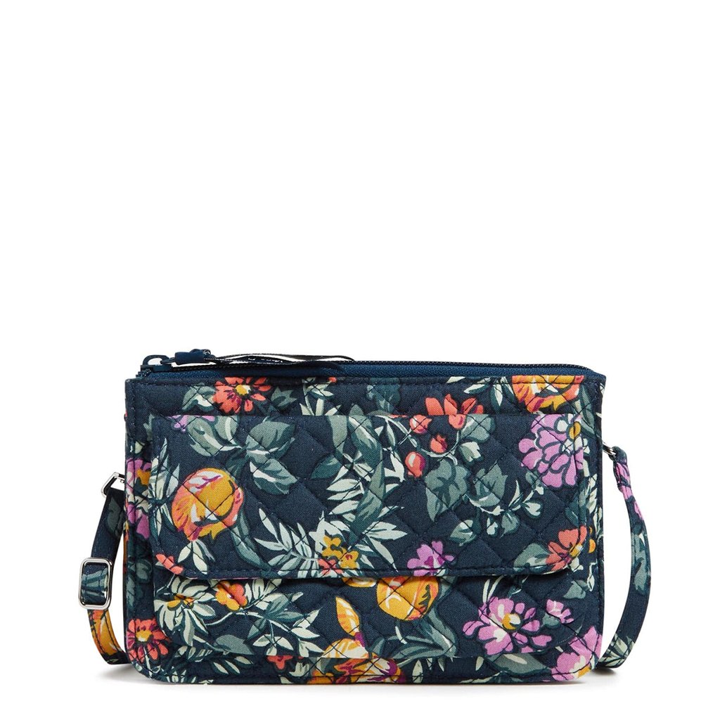 Vera Bradley  RFID Wallet Crossbody in Fresh-Cut Floral Green