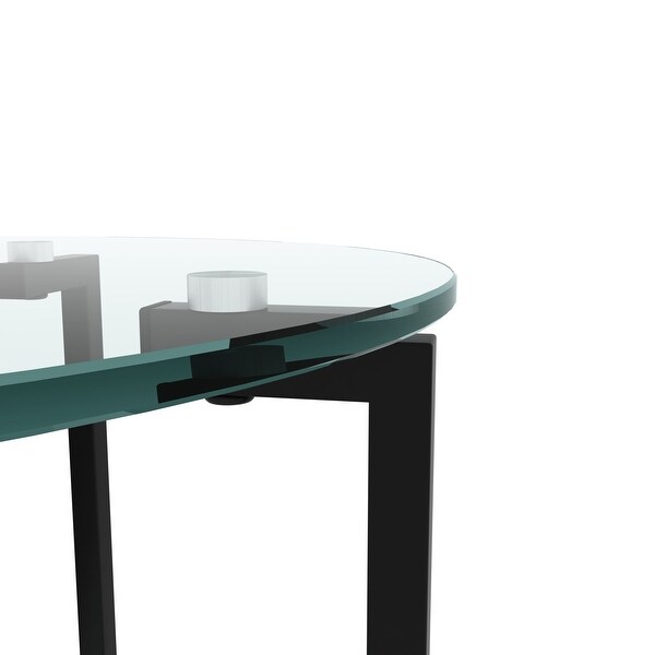 2-layer Storage Shelf Coffee Table Modern Round Side Table with Tempered Glass Tabletop End Table with Metal Frame