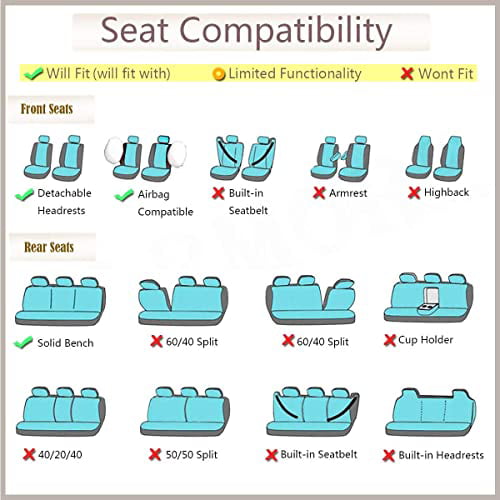 Flying Banner 9 PCS Car Seat Covers Full Cover | Universal fit Most Car，Truck，SUV and Van | Hot Stamp Breathable Composite Sponge and Airbag Compatible | Polyester Fabric Beige 039-Style