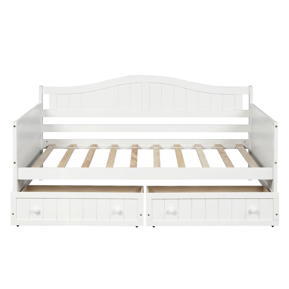 Twin Size Traditional Wood Daybed with 2 Drawers for Small Bedroom City Aprtment Dorm