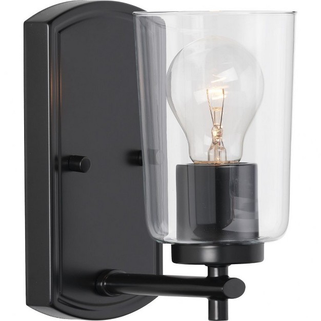 Progress Lighting Adley 1 light Bath Wall Light Black Finish Clear Glass Shade