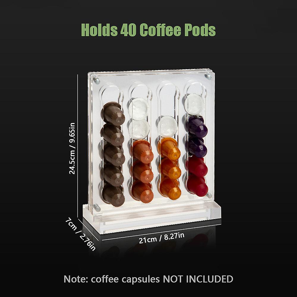 Transparent Type B Coffee Pod Holder Capsule Rack Holds 40 Capsules Counter Top Coffee Pods Organizer Stand Storage Shelf For Home Cafe Hotel