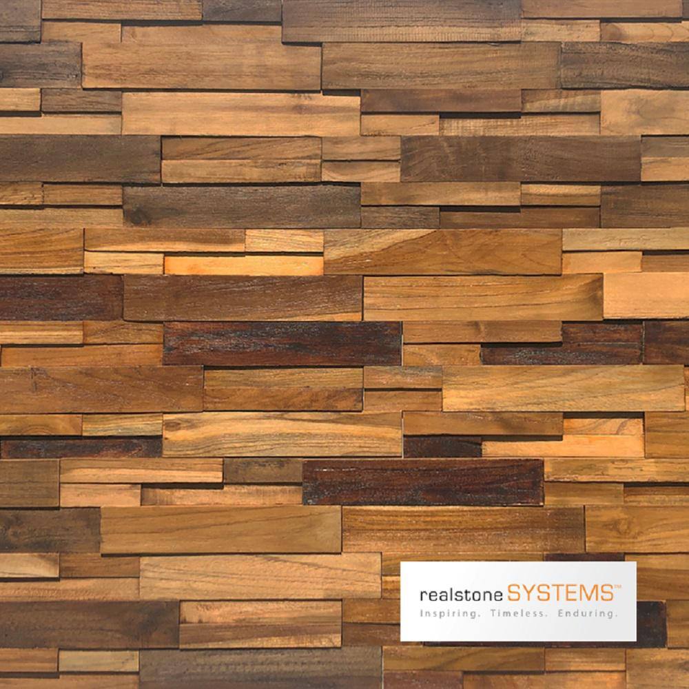 Realstone Systems Reclaimed Wood 12 in. x 24 in. x 12 in. Multi Teak Wood Wall Panel (10-PanelsBox) 139708050