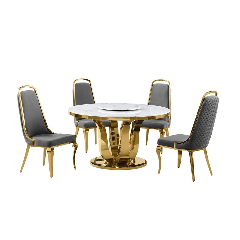 Best Quality Furniture D325 SC314 7 5 Piece Round Dining Set