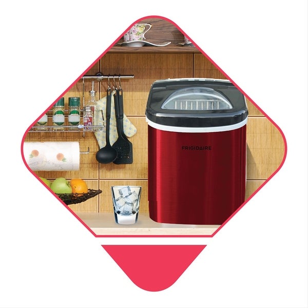 26 lb. Countertop Ice Maker EFIC117-SS， Red Stainless Steel