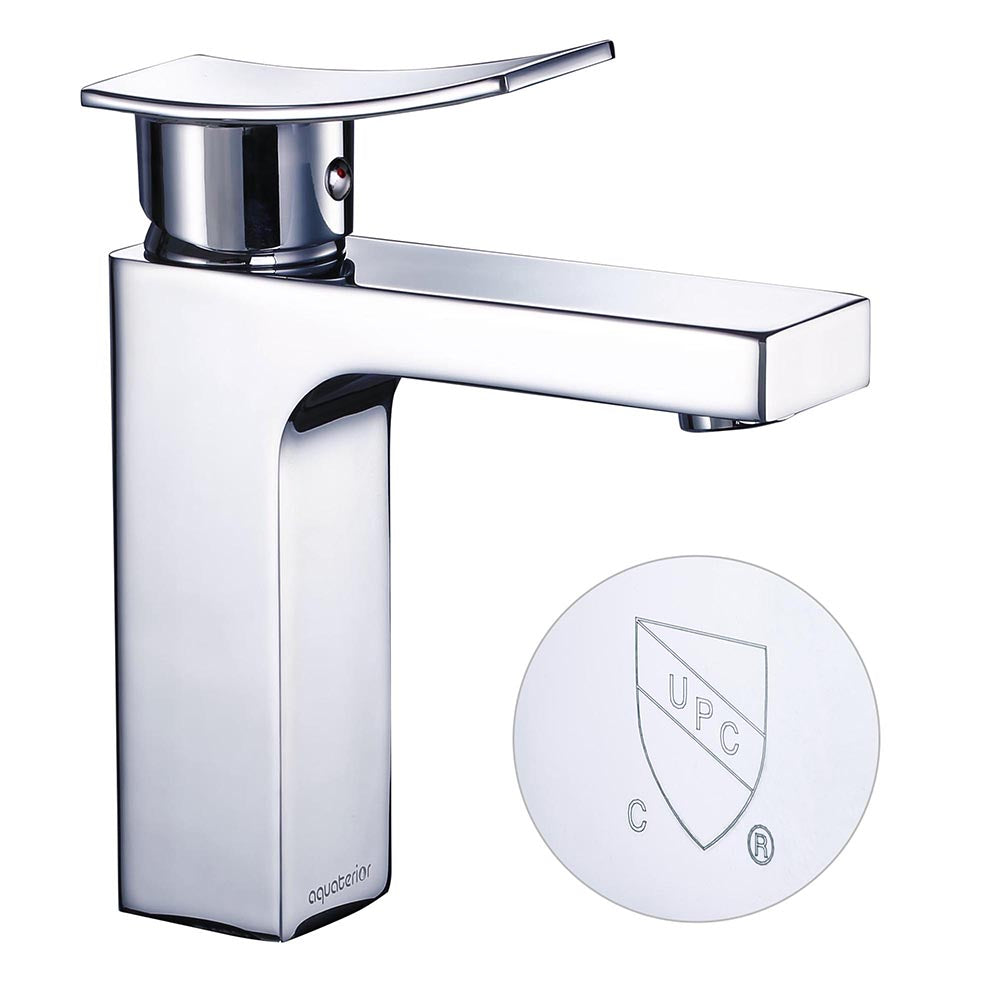 Aquaterior Bathroom Faucet Single Hole Square 1-Handle Cold Hot 7.5