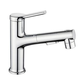 GIVING TREE Single Handle Single Hole Deck Mount Bathroom Faucet with Pull Out Sprayer in Chrome HDYN-ZG0050