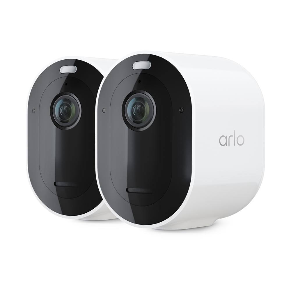 Arlo Pro 4 Spotlight Camera - Wireless Security 2K Video and HDR Color Night Vision 2-Way Audio 2 Pack White VMC4250P-100NAS