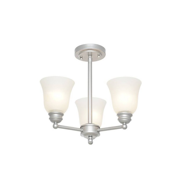 3 light Semi flush Mount Chandelier includes Led Light Bulb Silver Cresswell Lighting