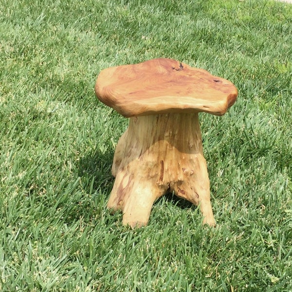 Greenage Cedar Roots Naturally Shaped Mushroom Stool Side Table Stand