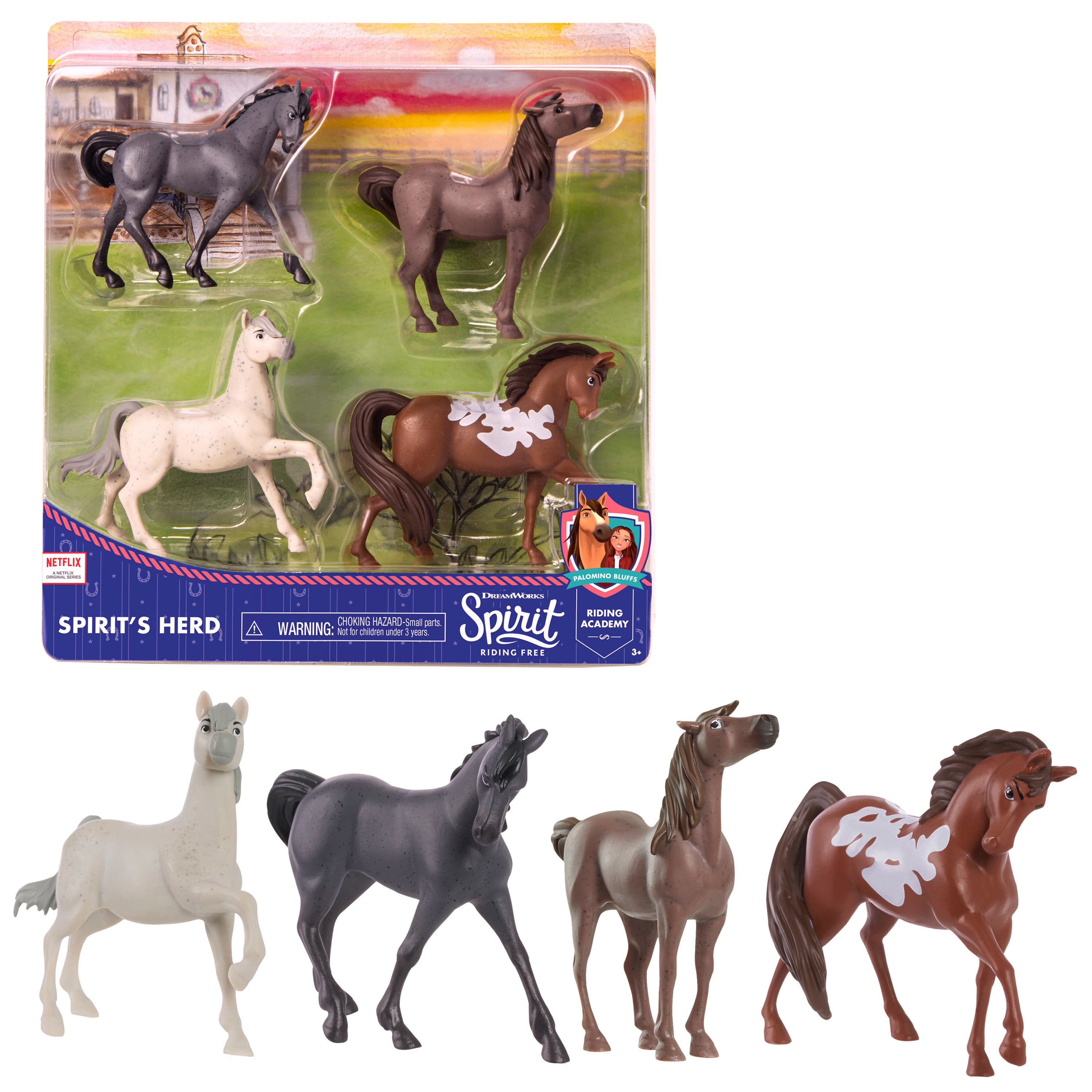 DreamWorks Spirit Riding Free Collectible Horse 4-Pack – Spirit’s Herd，  Kids Toys for Ages 3 Up， Gifts and Presents