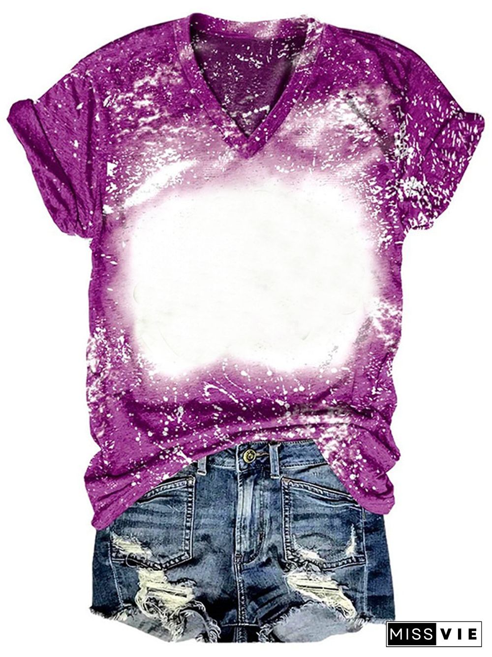 Do It Yourself Tie-dye Print V-neck T-shirt