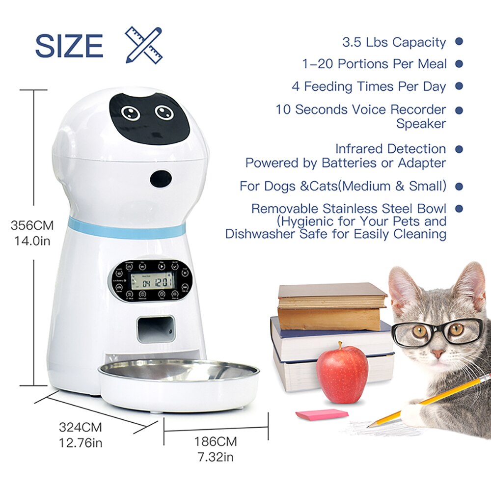 Household goods 3.5L Pet Feeder Fashion Smart Automatic Pet Feeder Medium Small Dogs Cat Food Detachable Voice Recorder And Timer