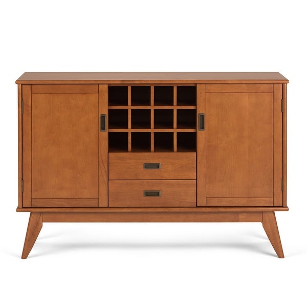 WYNDENHALL Tierney SOLID HARDWOOD 54 inch Wide Mid Century Modern Sideboard Buffet and Winerack - 54 W x 17 D x 36 H