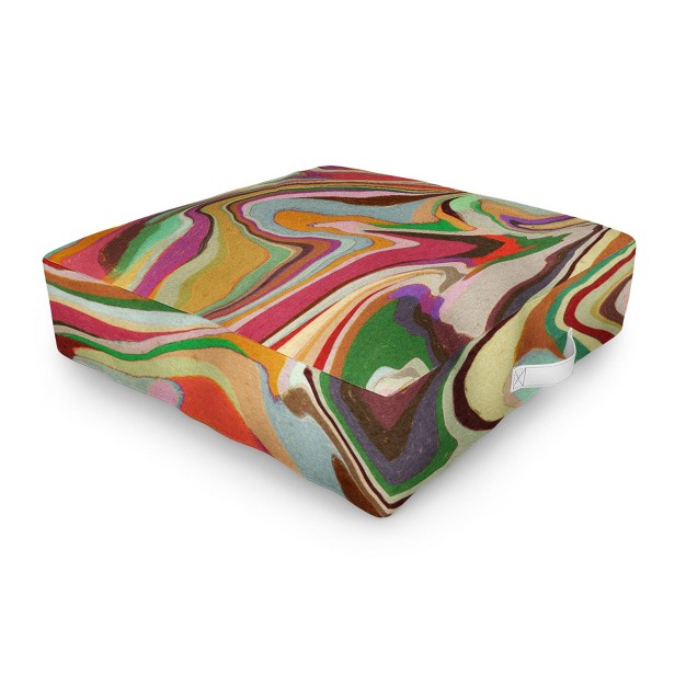 Alisa Galitsyna Colorful Liquid Swirl Outdoor Floor Cushion Deny Designs