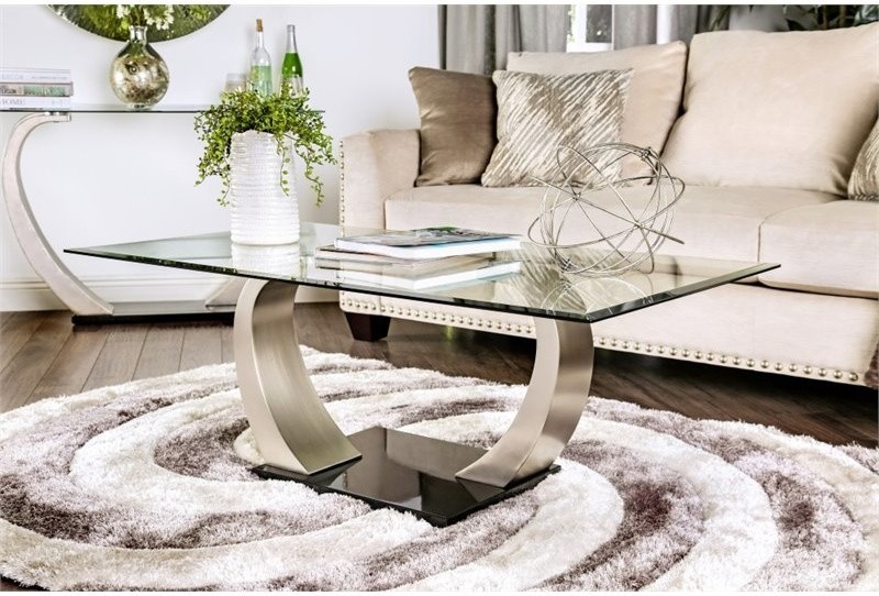 Bowery Hill Contemporary Glass Coffee Table with Glossy White Base   Contemporary   Coffee Tables   by Homesquare  Houzz