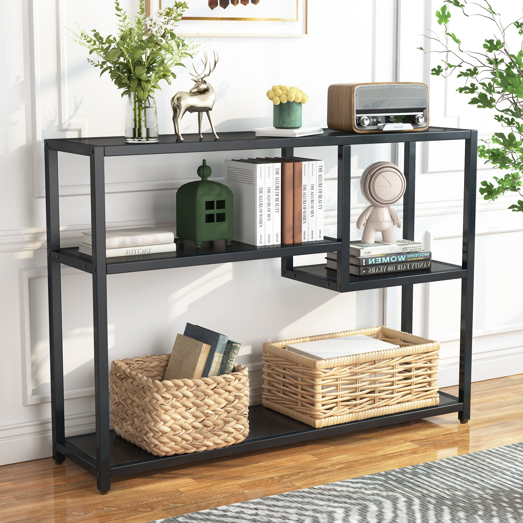 43 Console Table, Small Entryway Table with Storage Shelves