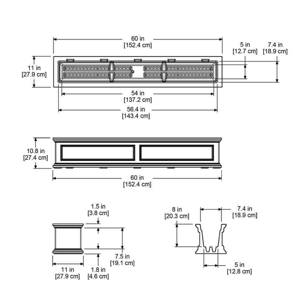 Mayne Fairfield 60 in. x 11 in. Self-Watering Black Polyethylene Window Box 5824B