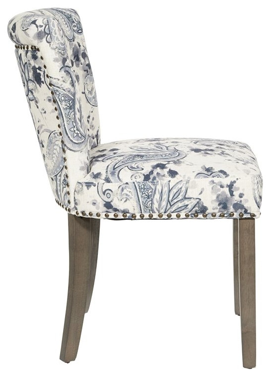 Kendal Dining Chair in Smoke Gray Fabric with Nailhead Detail   Mediterranean   Dining Chairs   by Homesquare  Houzz