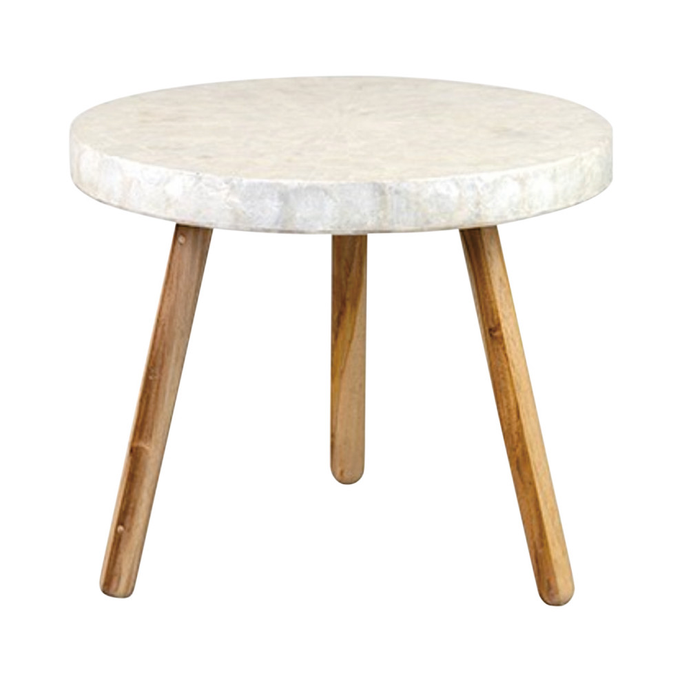 East at Main Elle White Round Capiz End Table   Transitional   Side Tables And End Tables   by East at Main  Houzz