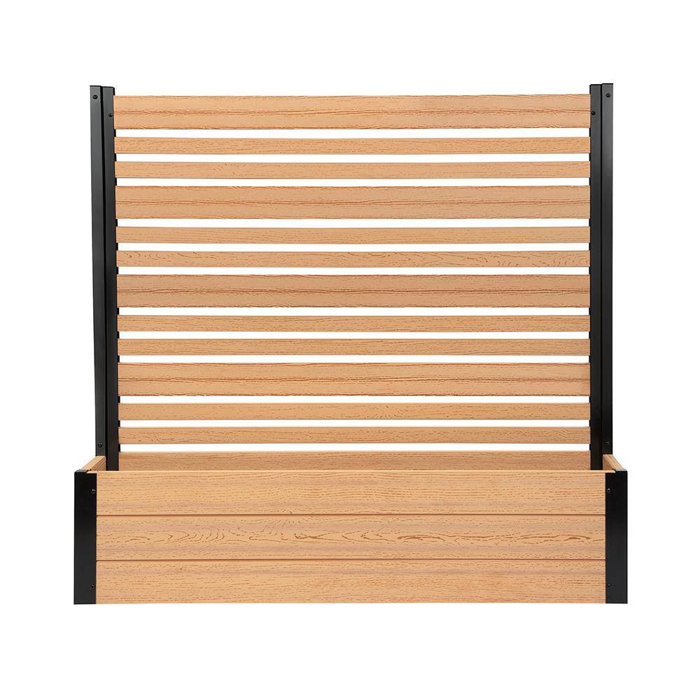 Enclo Privacy Screens Florence 4 ft. x 4 ft. x 1 ft. Cedar Freestanding WoodTek Vinyl Privacy Screen and Planter Box Kit EC18006