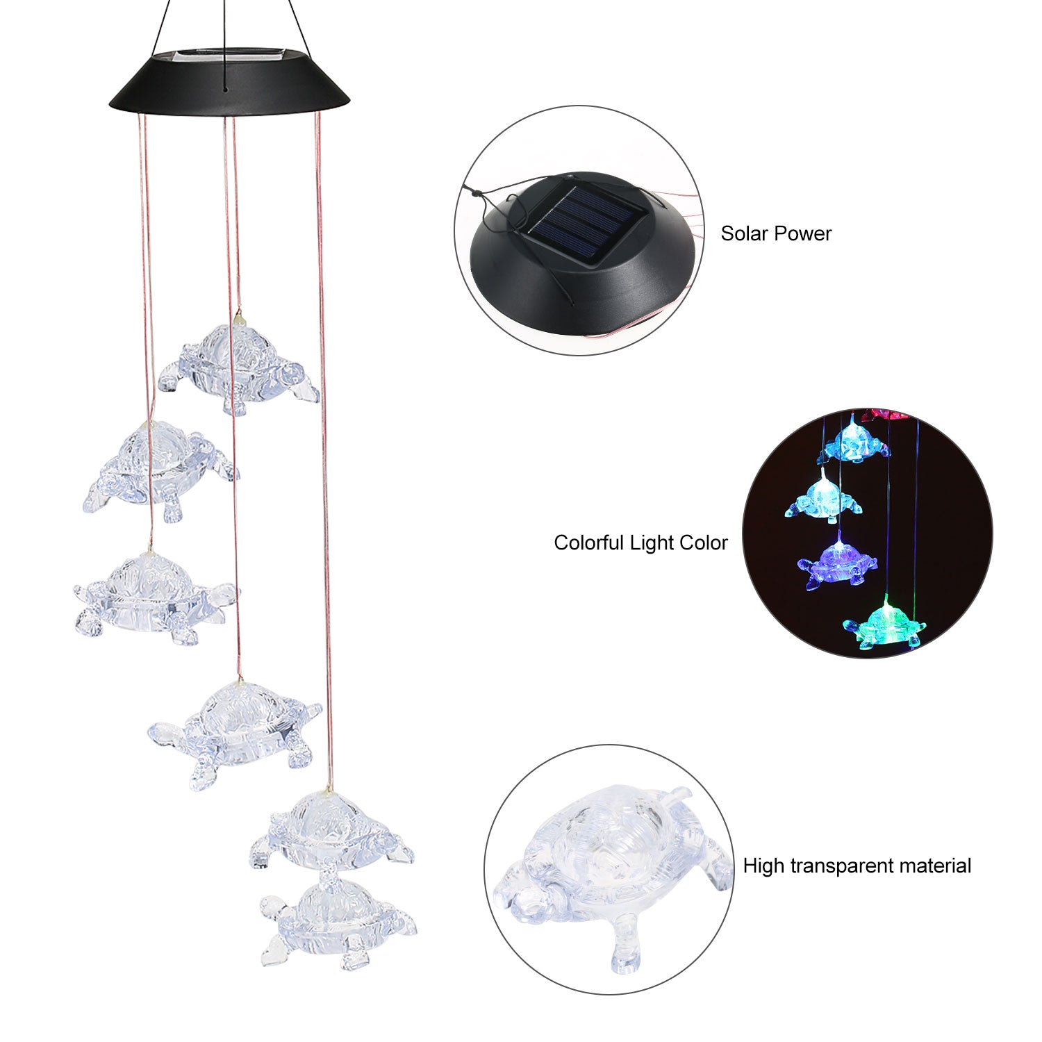 Dodocool Solar Turtle Wind Chimes Color Charging LED Solar Lights Outdoor Waterproof Birthday Gifts Garden Hanging Decoration