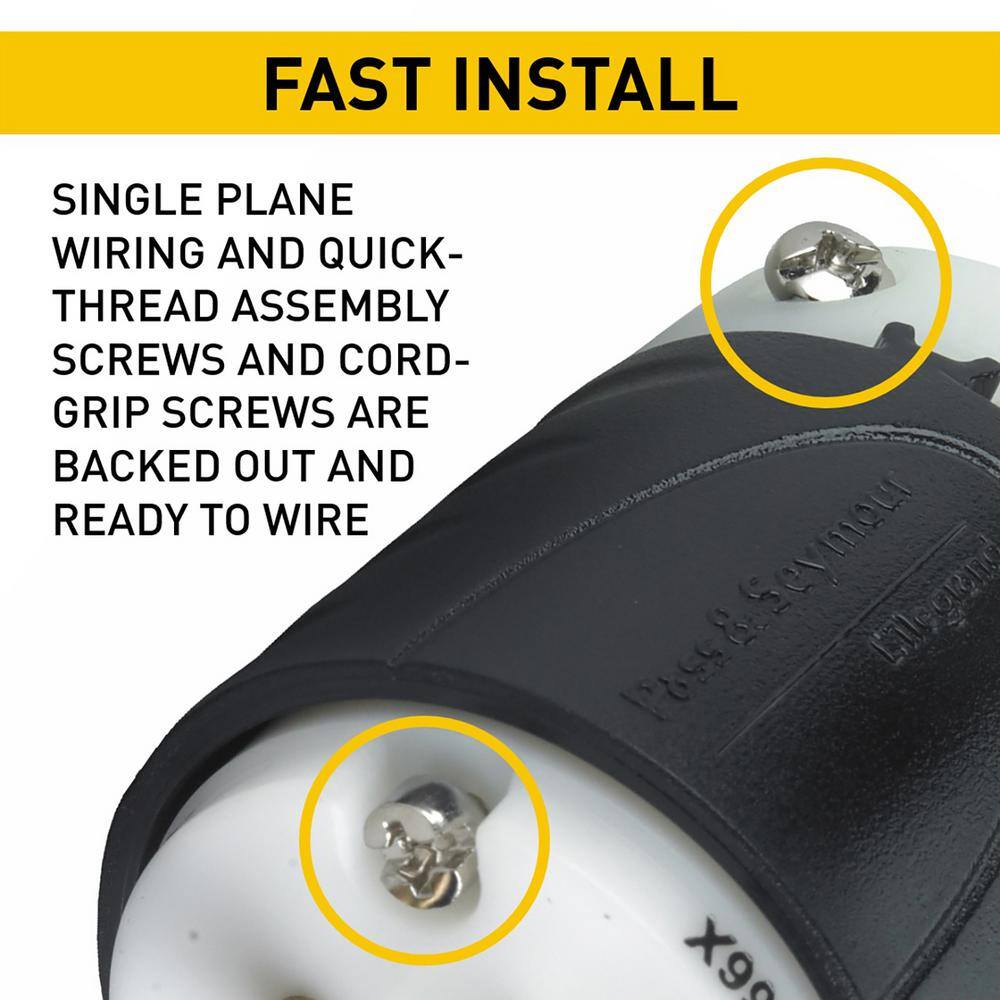 Legrand Pass  Seymour Extra-Hard Use 15 Amp 250-Volt NEMA 6-15R Straight Blade Connector PS5669XCCV4