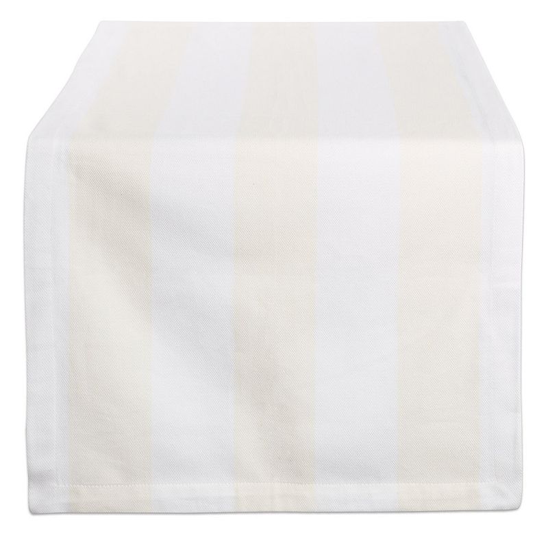 108 Ivory and White Striped Rectangular Table Runner