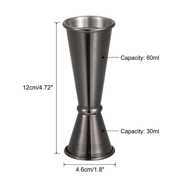 1oz/2oz Stainless Steel Cocktail Jigger Shot Glass Measuring Cup - 12cm x 4.6cm