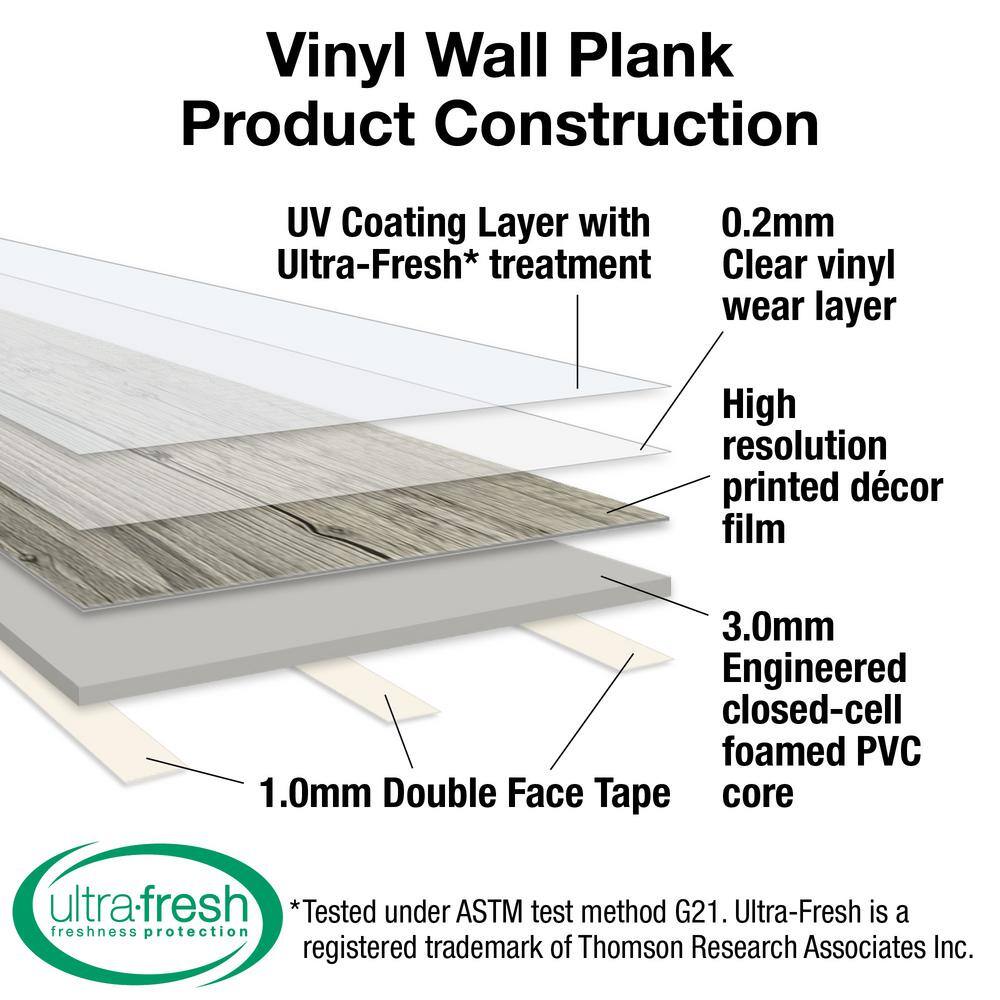 ALLURE Seacoast White 5 in. W x Multi-Length Peel and Stick Vinyl Wall Plank (20 sq. ft.case) LS16534128